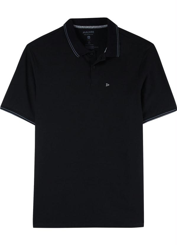 Malwee Plus - Camisa Preta Polo Masculina Piquet Stretch 2