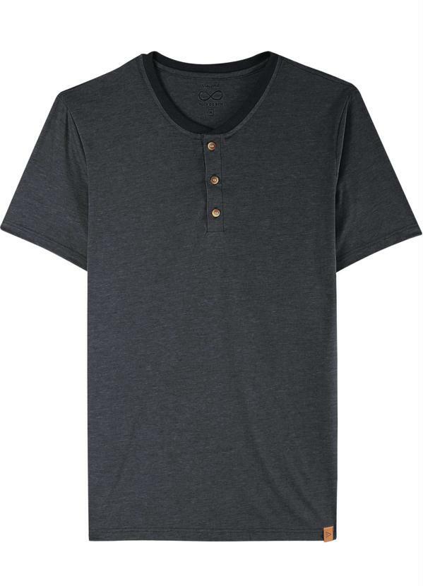 Malwee - Camiseta Preta Masculina Slim Malha Mesclada