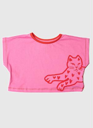 Fábula - Blusa Menina de Malha Silk Onça Rosa - FÁBULA