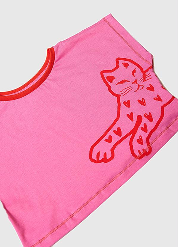 Fábula - Blusa Menina de Malha Silk Onça Rosa 3