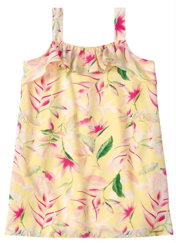 Carinhoso - Blusa Amarelo Floral com Babados