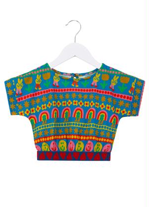 Fábula - Blusa de Malha Estampa Sorria Azul - FÁBULA