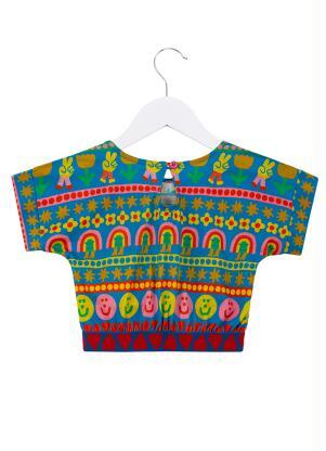 Fábula - Blusa de Malha Estampa Sorria Azul - FÁBULA