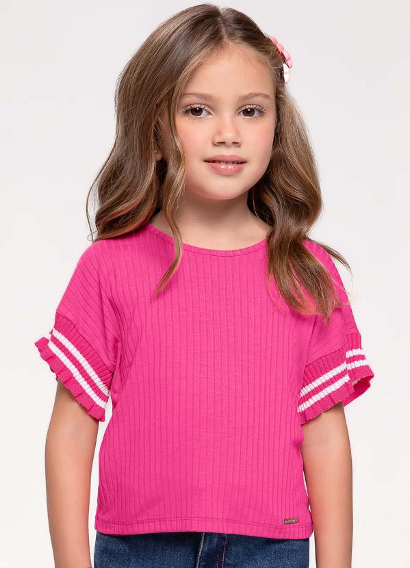 Trick Nick - Blusa Infantil em Ribana Canelada Rosa