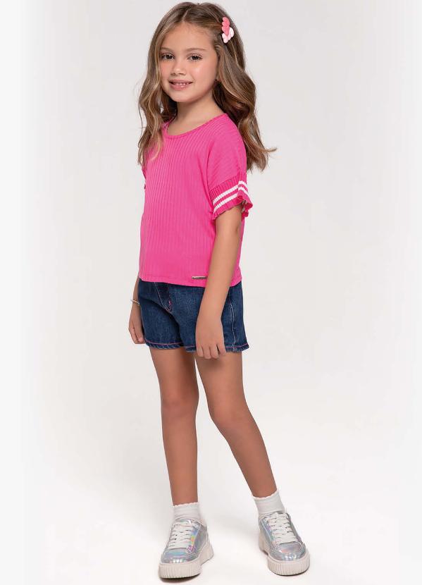 Trick Nick - Blusa Infantil em Ribana Canelada Rosa 3