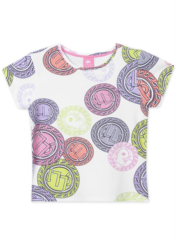 Lilica Ripilica - Blusa Infantil Menina Manga Curta Branco