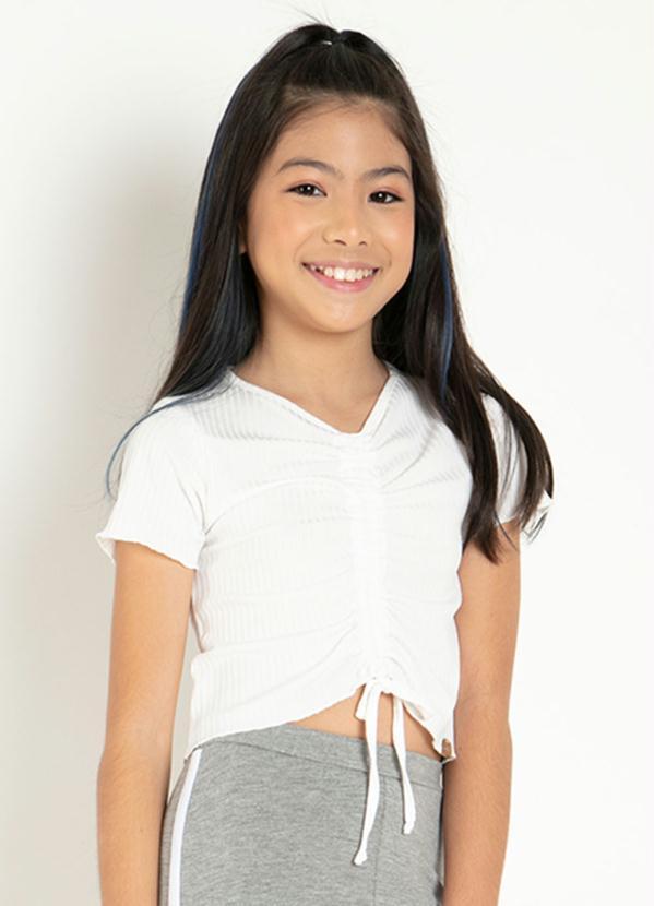 Kolormagic - Blusa Infantil Off White com Cordel para Franzir