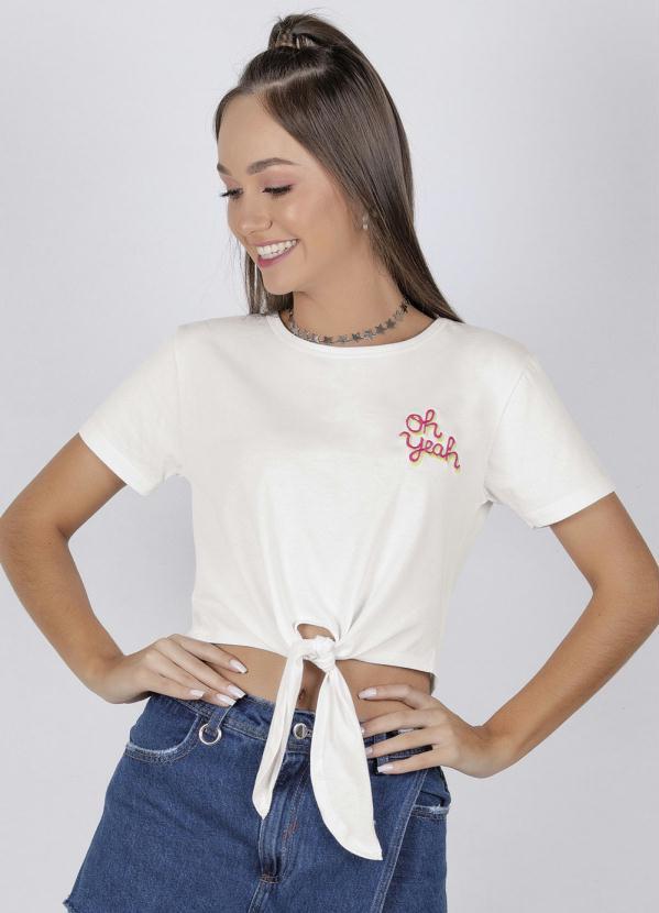 Outlet - Blusa Juvenil Branca com Detalhe de Amarração