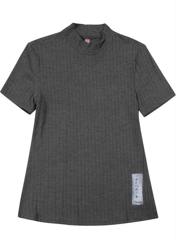 Cativa Teen - Blusa Manga Curta com Gola Cinza