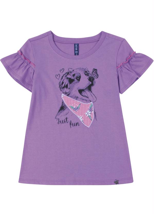 Blusa Manga Curta Em Meia Malha Roxo Cativa