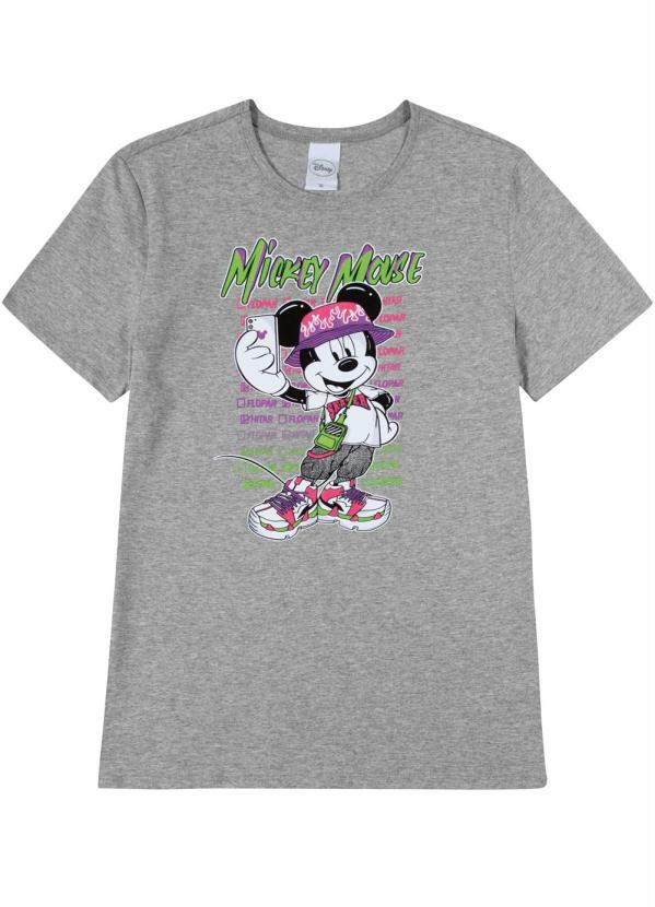 Blusa Manga Curta Estampada Cinza Disney By Cativa