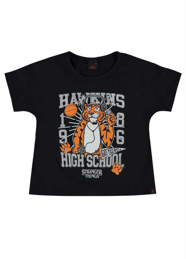 Malwee Kids - Blusa Preta Stranger Things Hawkins Menina