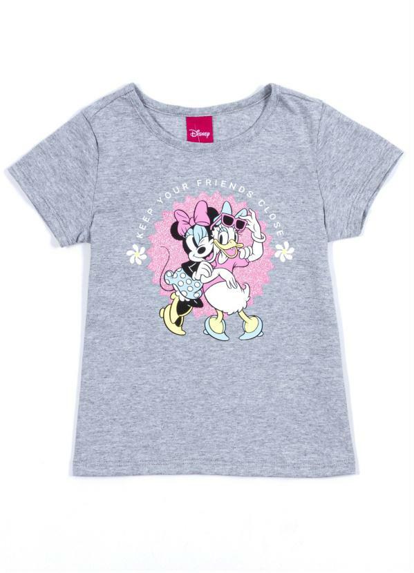Disney - T-Shirt Infantil Minnie e Margarida Cinza
