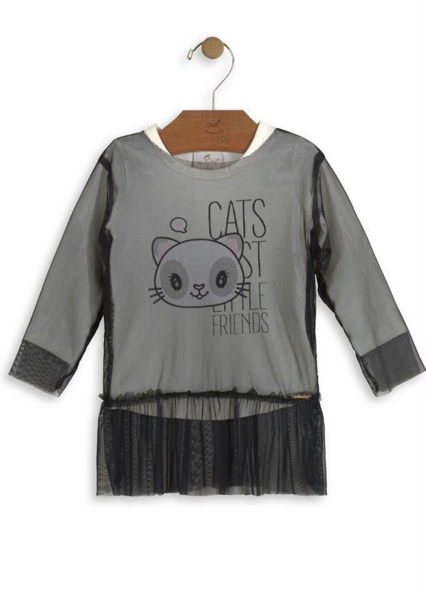 Up Baby - Blusa com Tule Bebê Bege