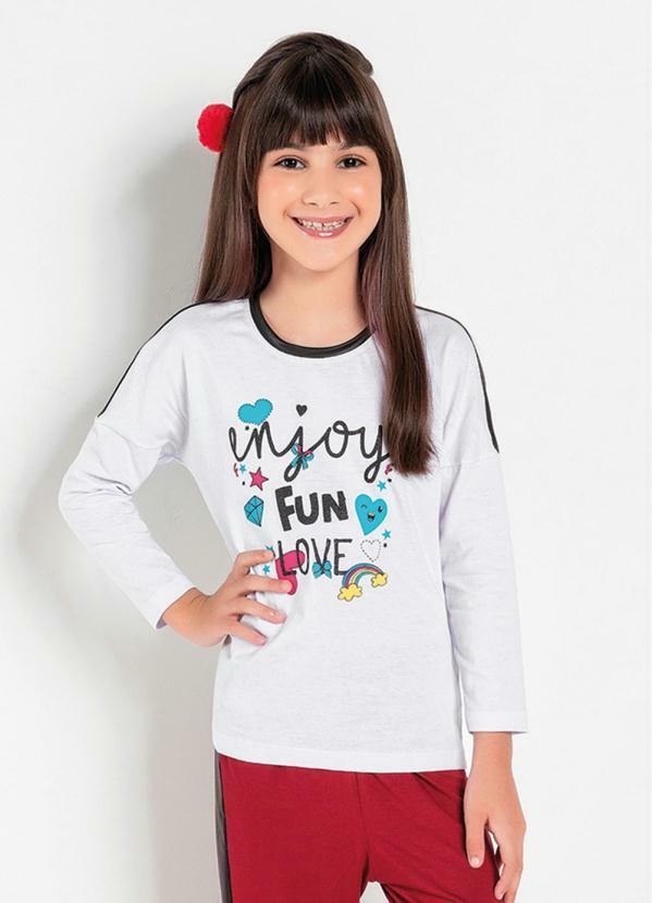 Outlet - Blusa Infantil Branca Mangas Longas com Cirrê