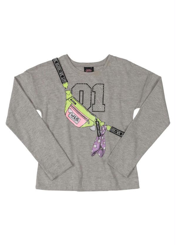 Gloss - Blusa Infantil Manga Longa Cinza