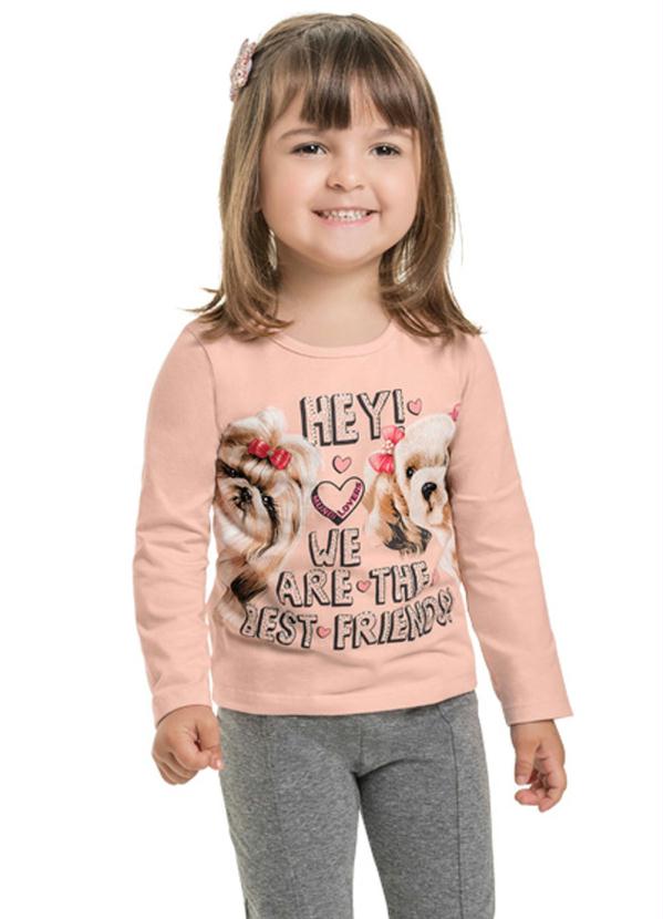 Brandili Mundi - Blusa Infantil Menina de Cachorrinho Rosa