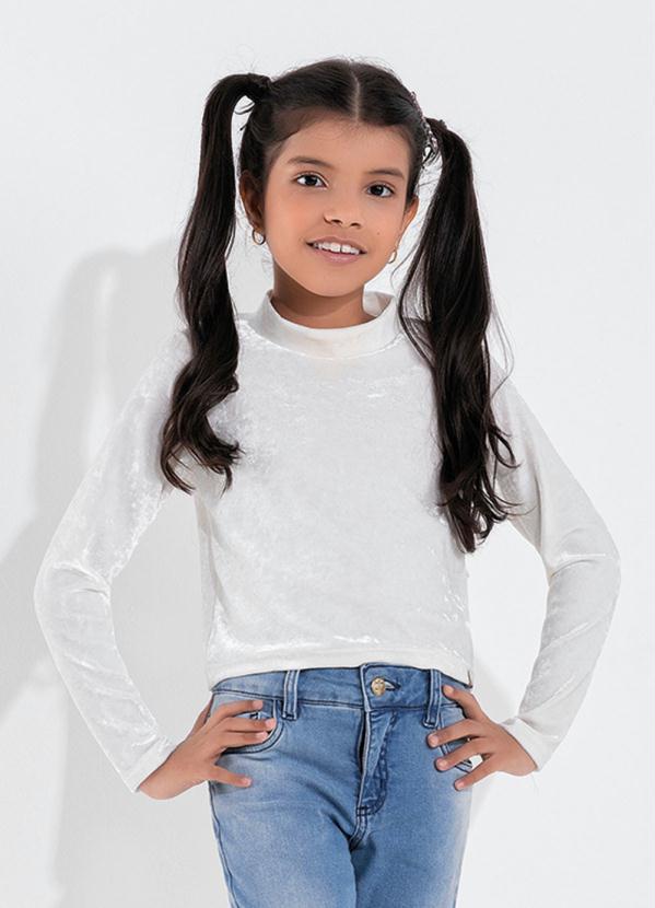 Outlet - Blusa Infantil Off White com Gola