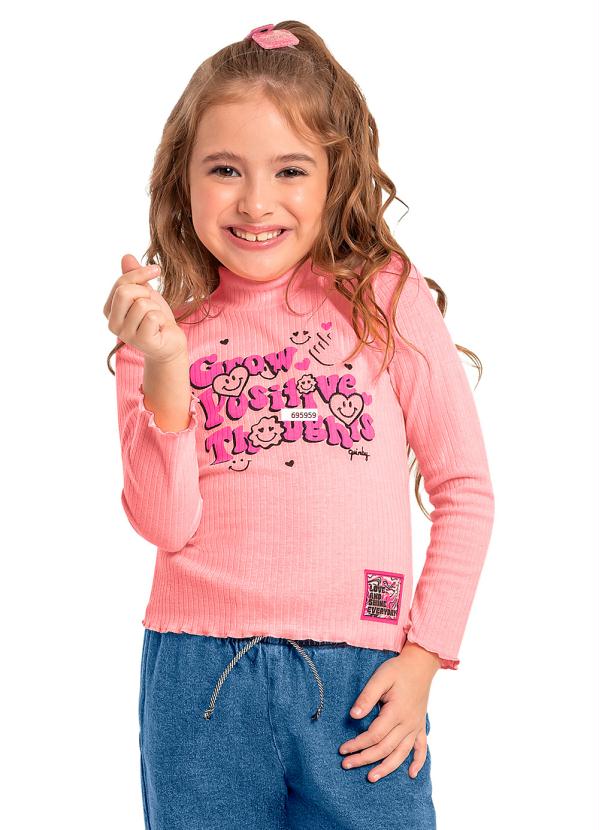 Quimby - Blusa Infantil Ribana Canelada Rosa