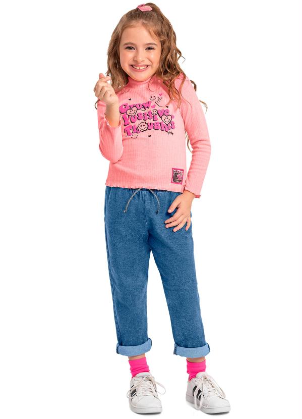 Quimby - Blusa Infantil Ribana Canelada Rosa 2