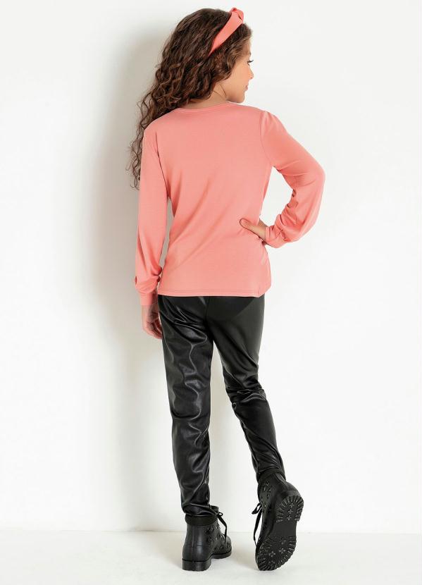 Outlet - Blusa Infantil Rose com Nó na Barra e Pérolas 4