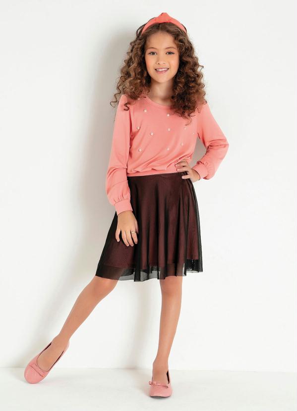 Outlet - Blusa Infantil Rose com Nó na Barra e Pérolas 7