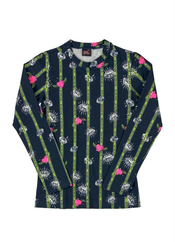 Gloss - Blusa Manga Longa em Cotton Azul