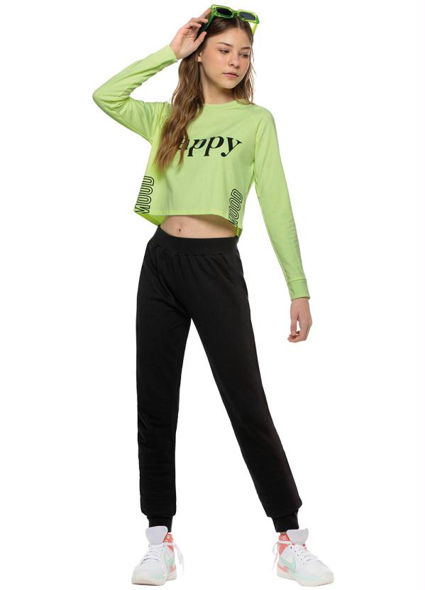 Amora - Blusa Cropped Happy Teen Verde 2