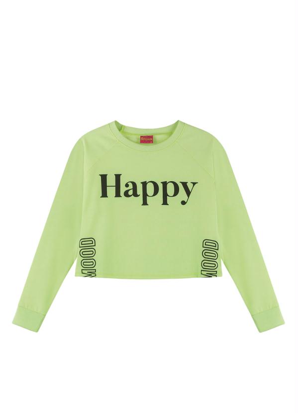 Amora - Blusa Cropped Happy Teen Verde 3
