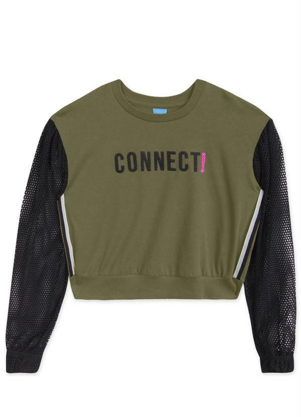 Hapier - Blusa Cropped Manga Longa Juvenil Feminina Verde