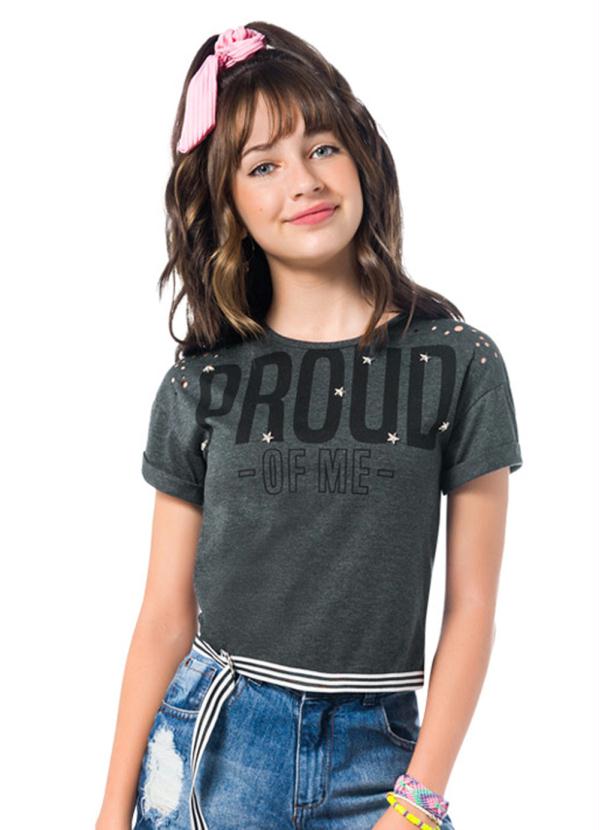 Amora - Blusa Cropped Teen Feminina Mescla