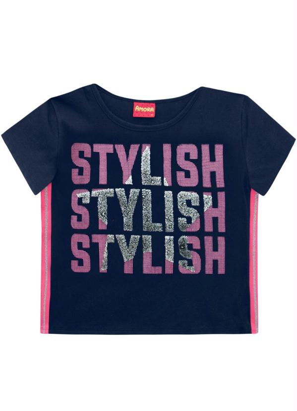 Amora - Blusa Teen Feminina Marinho