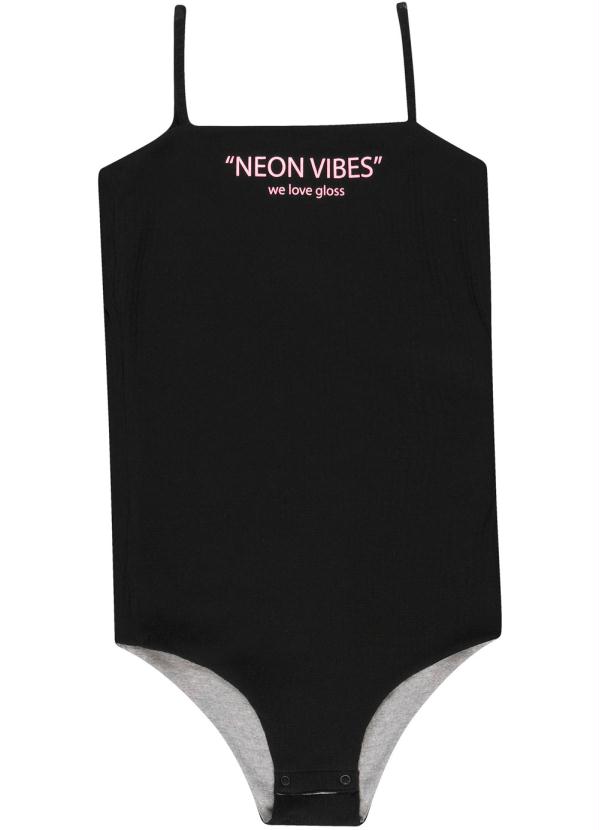 Gloss - Body Dupla Face Cinza e Estampa Neon Preto 1