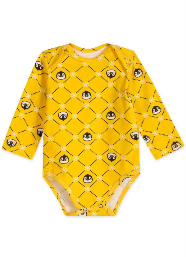 Mineral Kids - Body Manga Longa Malha Menina Amarelo