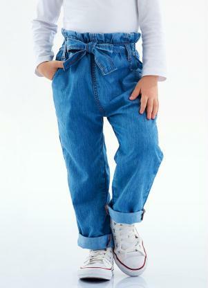 Up Baby - Calça Clochard Jeans Infantil Azul - UP BABY