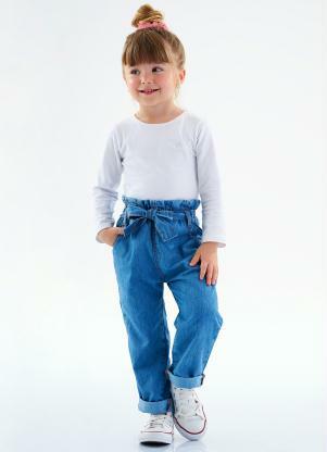 Up Baby - Calça Clochard Jeans Infantil Azul - UP BABY