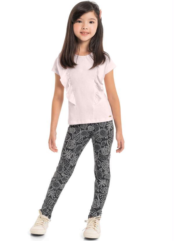 Calça Legging Estampada Infantil Preto Quimby