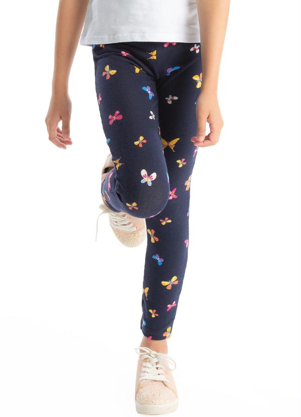 calça legging infantil com glitter preta - C&A