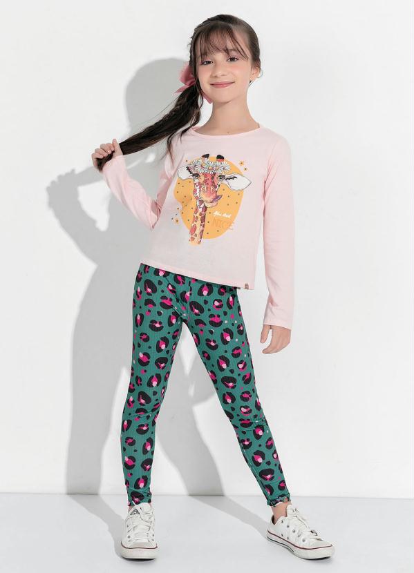 calça legging infantil com glitter preta - C&A