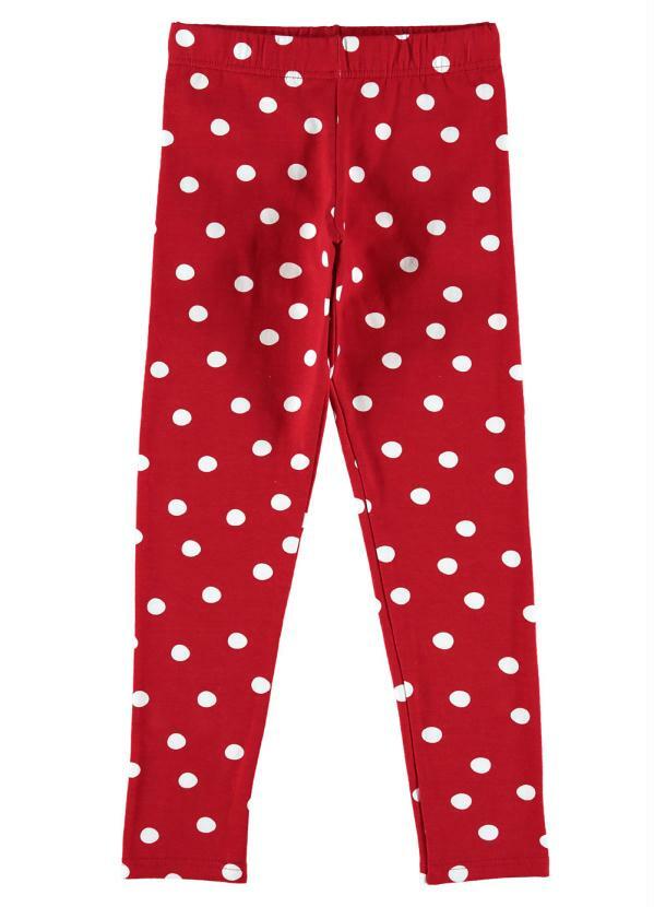 Malwee Kids - Calça Vermelho Legging Poá Menina