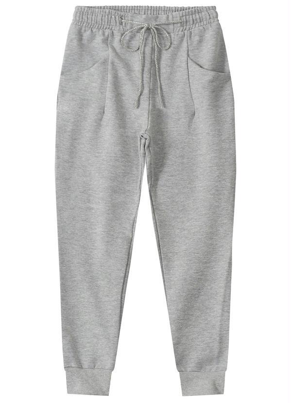 Carinhoso - Calça Cinza Jogging em Moletom
