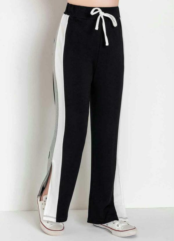 Queima Estoque - Calça Infantil Preta com Recortes Contrastantes 3