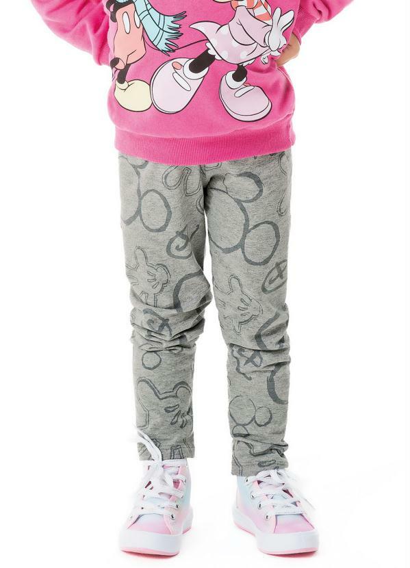Disney - Calça Legging com Estampa Rotativa Cinza