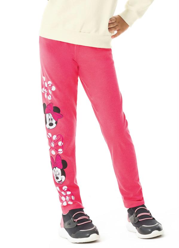 Calça Legging Infantil Minnie Mouse Disney Rosa