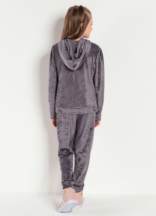 Kolormagic - Casaco de Plush Infantil Cinza com Bolso Canguru 4