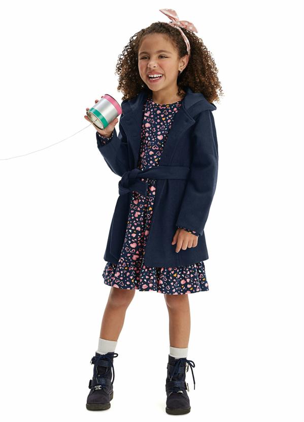 Malwee Kids - Sobretudo Azul em Lã com Capuz 2