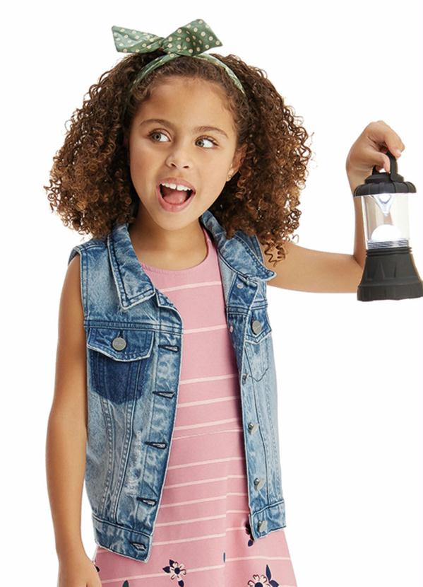 Malwee Kids - Colete Azul Jeans com Recortes