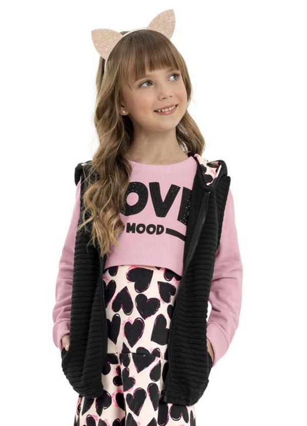 Quimby - Colete Infantil em Matelasse Preto 2