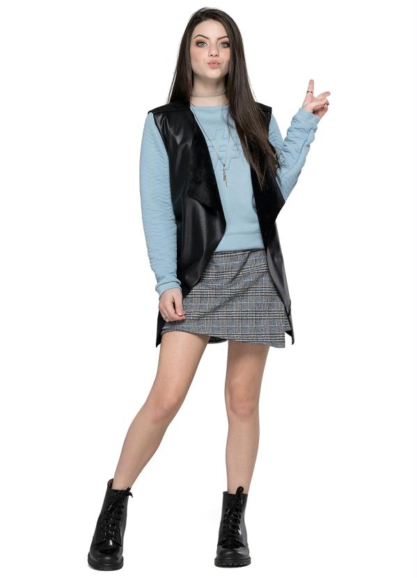 Gloss - Colete Juvenil em Pu Menina Preto 3