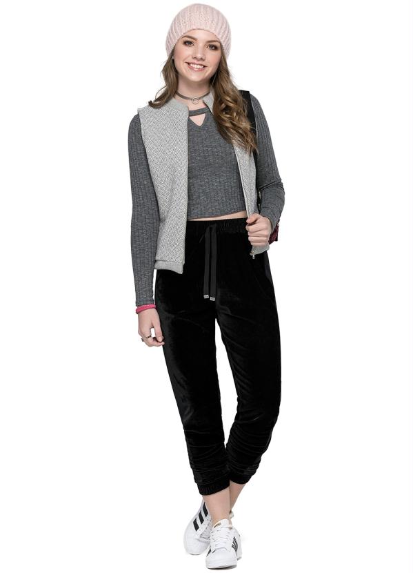 Gloss - Colete Juvenil Tweed Cinza 2